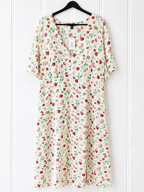 New Look New Look Curves Fruit Leaves Print Midi Dress BNWT UK 22