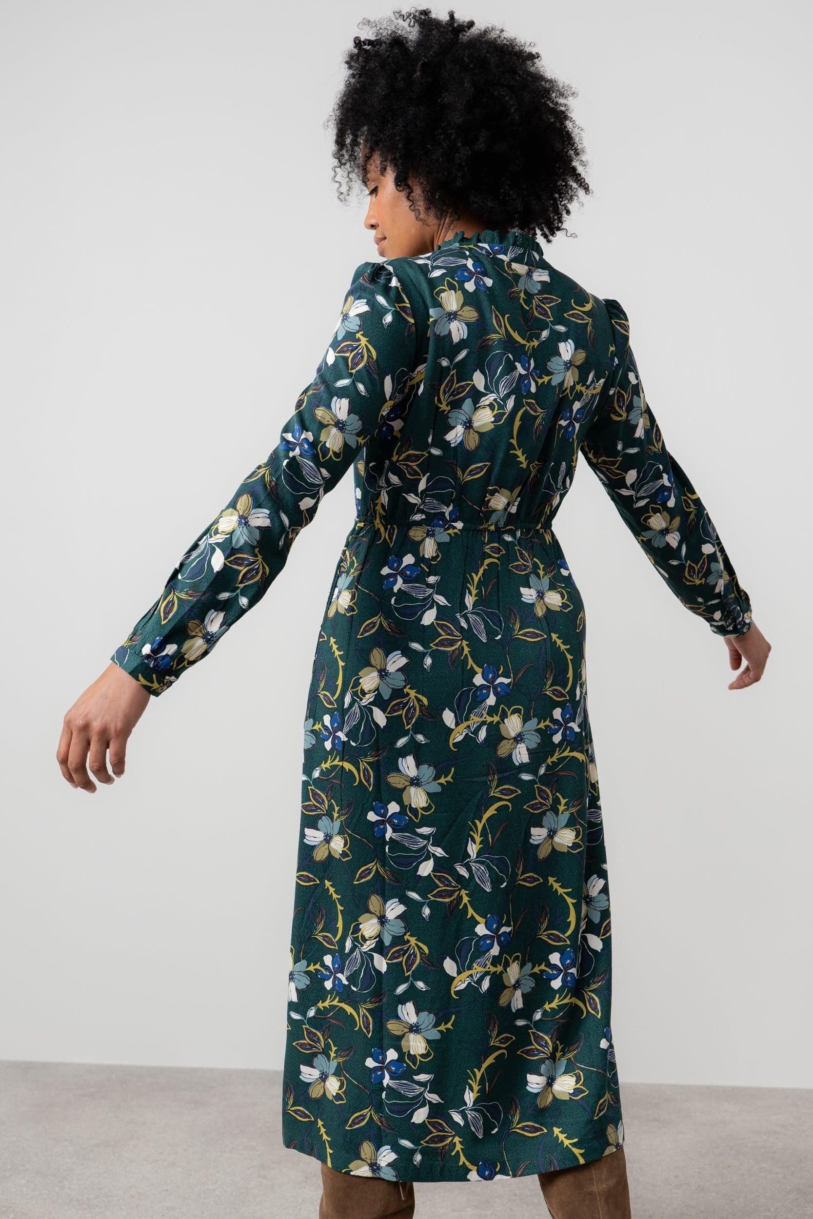 Lily & Me Lily & Me Women's Amberley Floral Print Woven Viscose Midi Dress in Green - 4