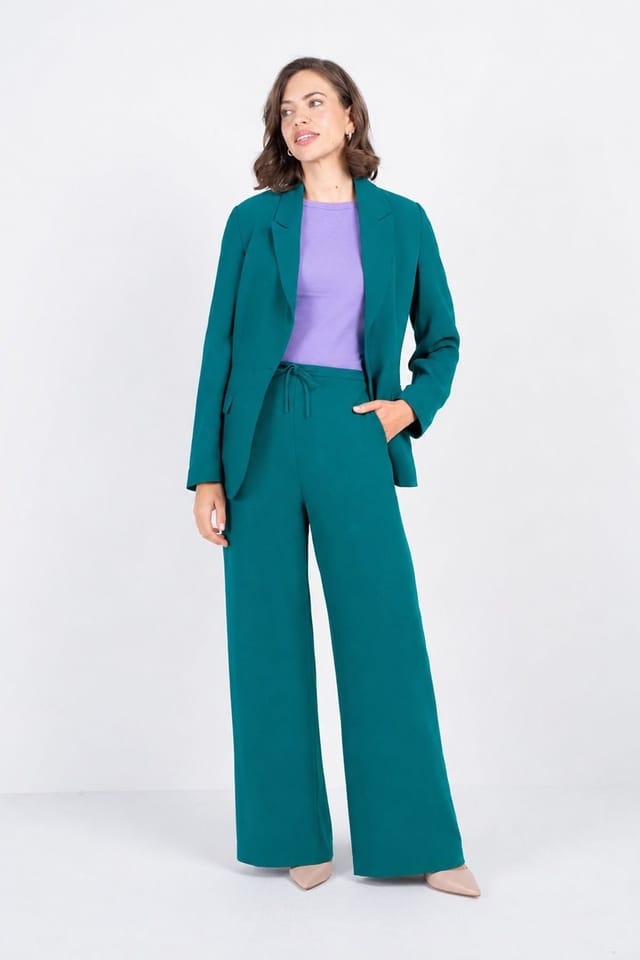 Kettlewell Kettlewell Women's Soft Tailored Wide Leg Trousers in Teal - 3