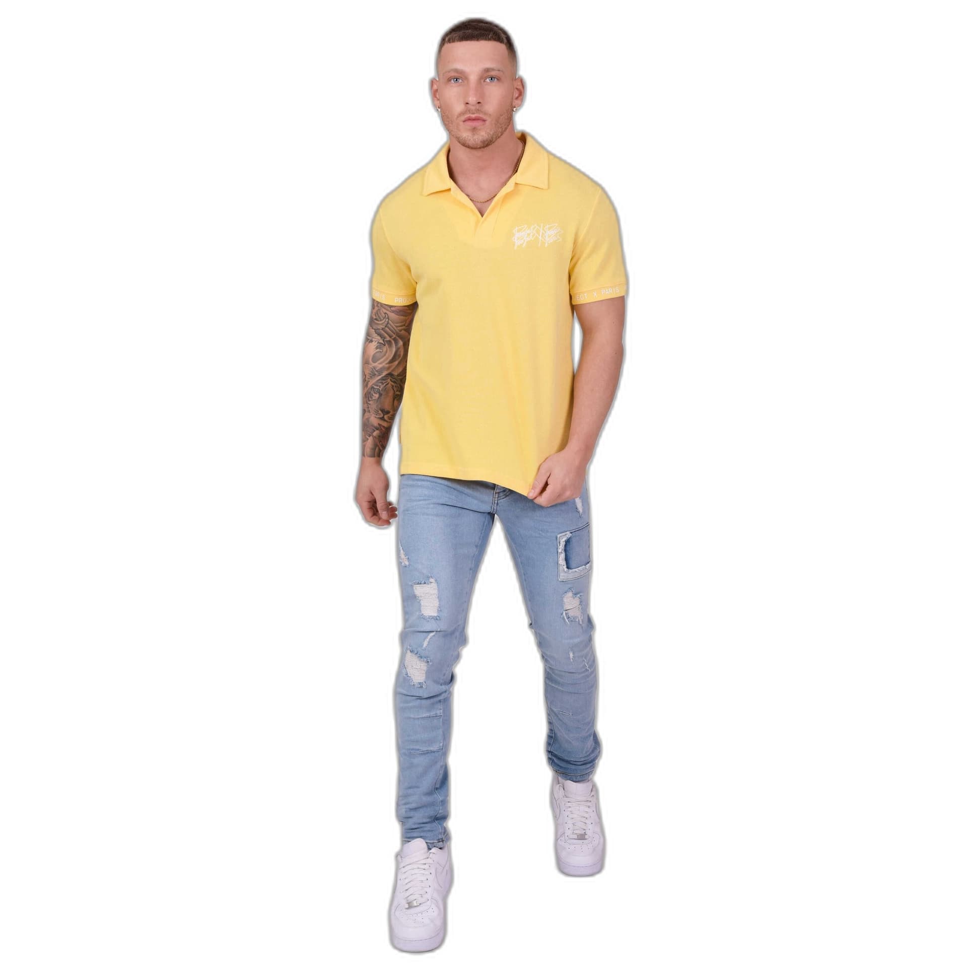 Project X Paris Project X Paris Men's Mesh Polo Shirt Soft in Yellow