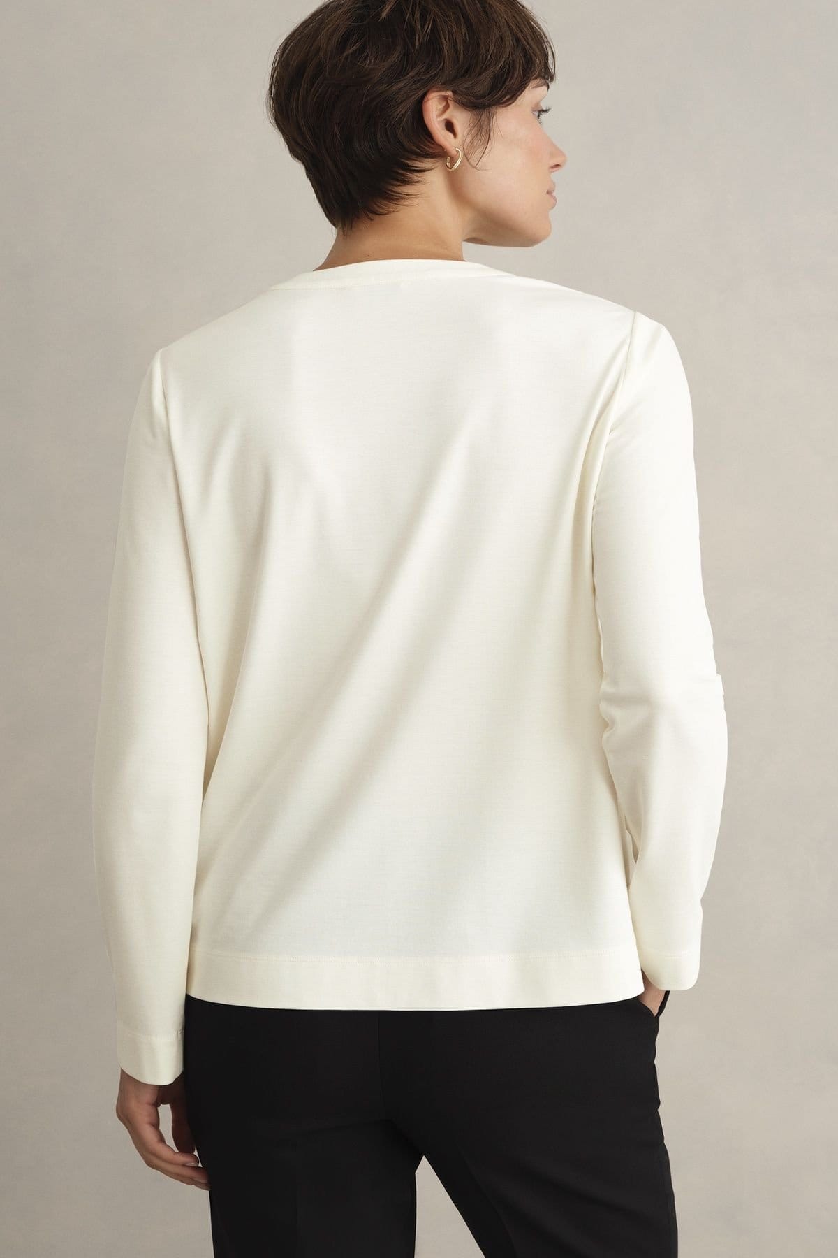 Hobbs London Hobbs London Women's Janey Long Sleeve Keyhole Ponte Tunic in Off-White - 4