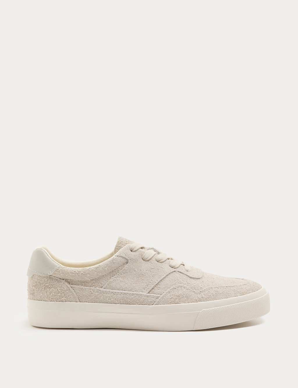 Marks & Spencer M&S White Suede Lace-Up Trainers