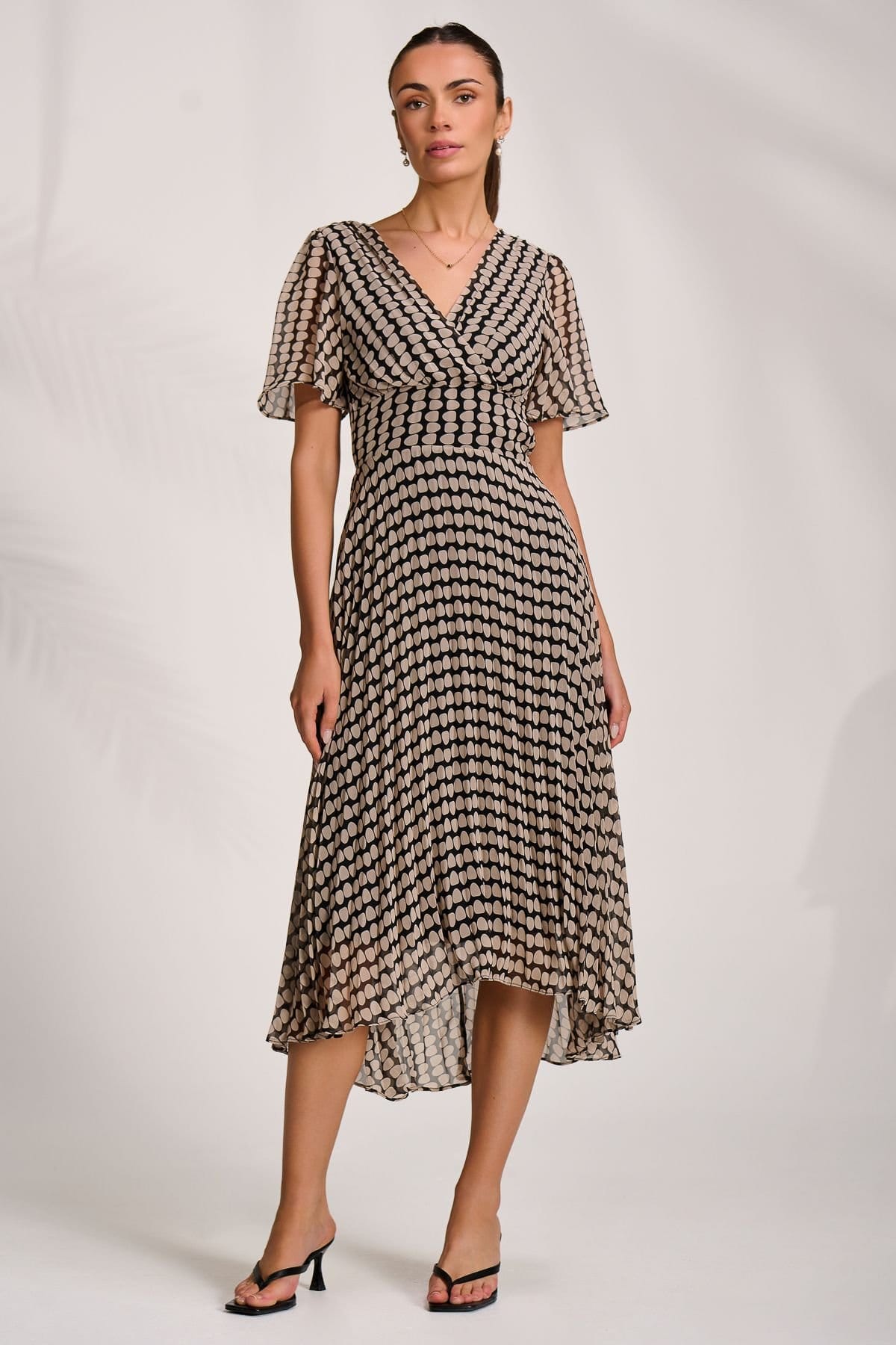 Jolie Moi Jolie Moi Women's Pleated Chiffon Maxi Dress in Jet Black - 4