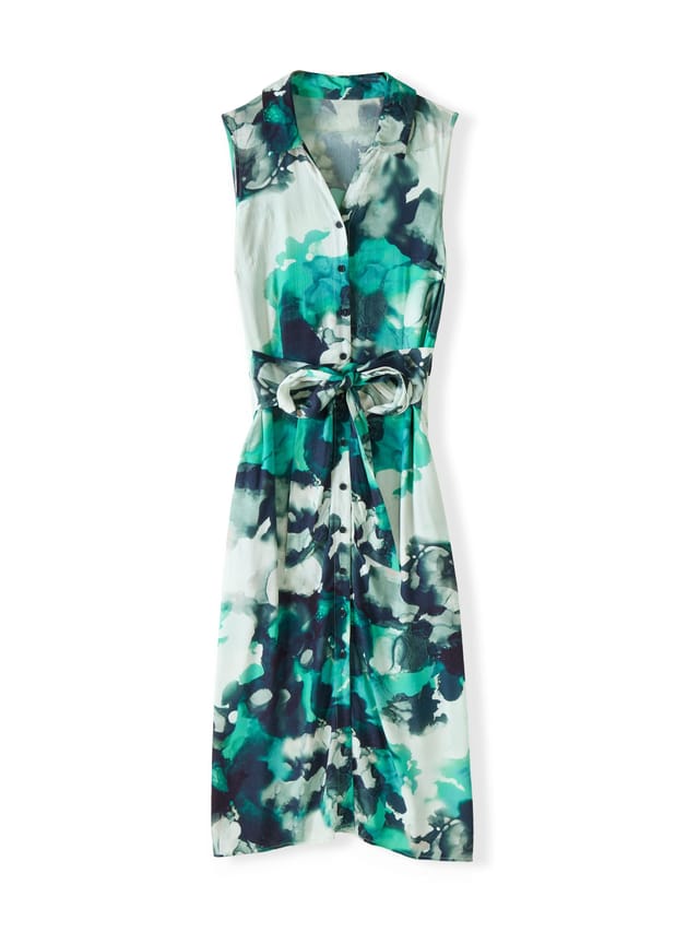 Celtic & Co Celtic & Co Women's S/L TIE FRONT MIDI SHIRT DRS in Turquoise - 2