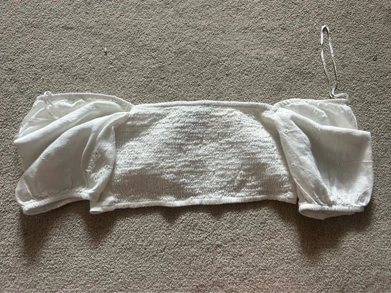 Bershka Embroidered white off shoulder blouse