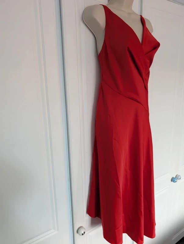 ASOS ASOS satin cami drape midi dress in red size 6