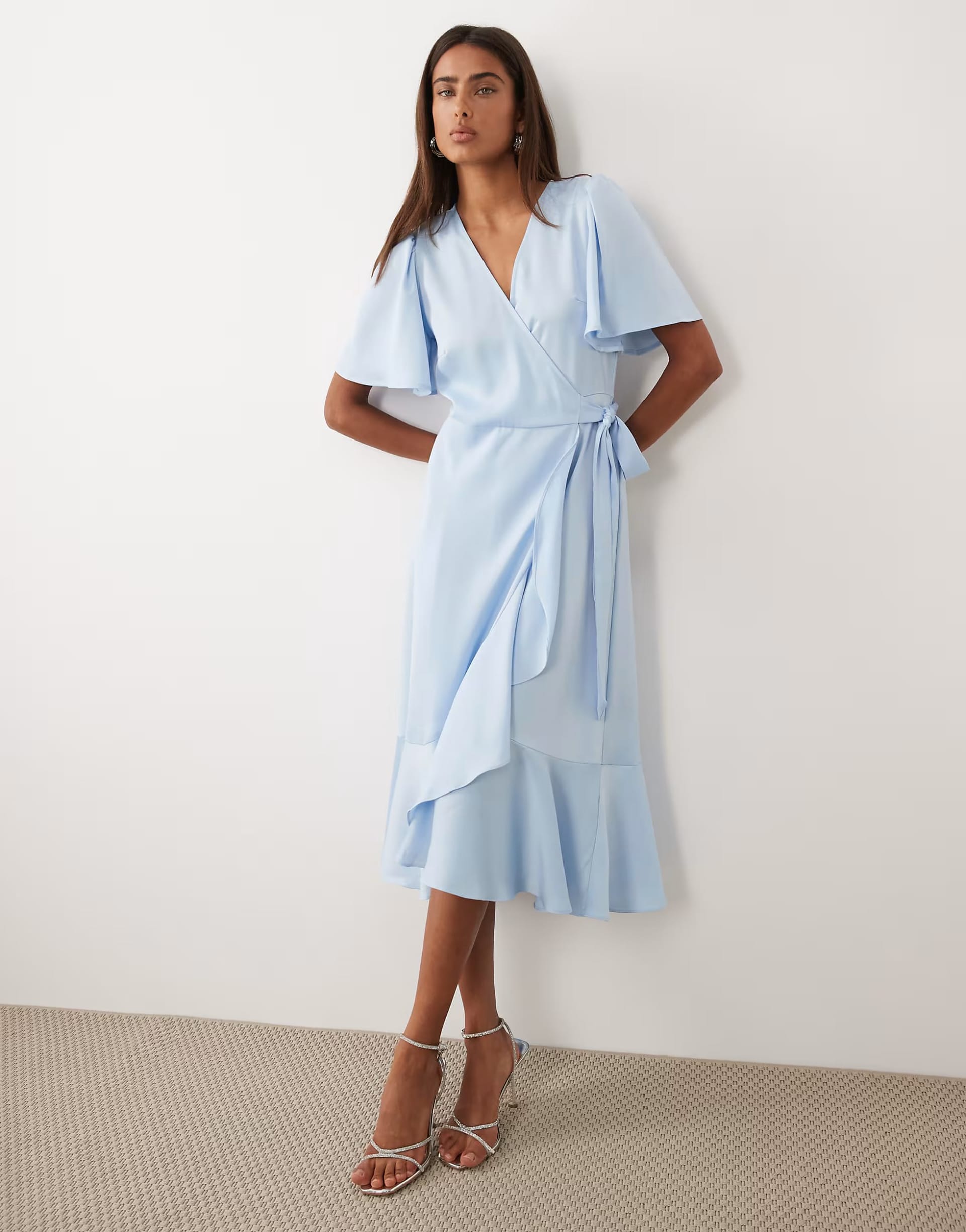ASOS Skyway Satin Wrap Midi Dress