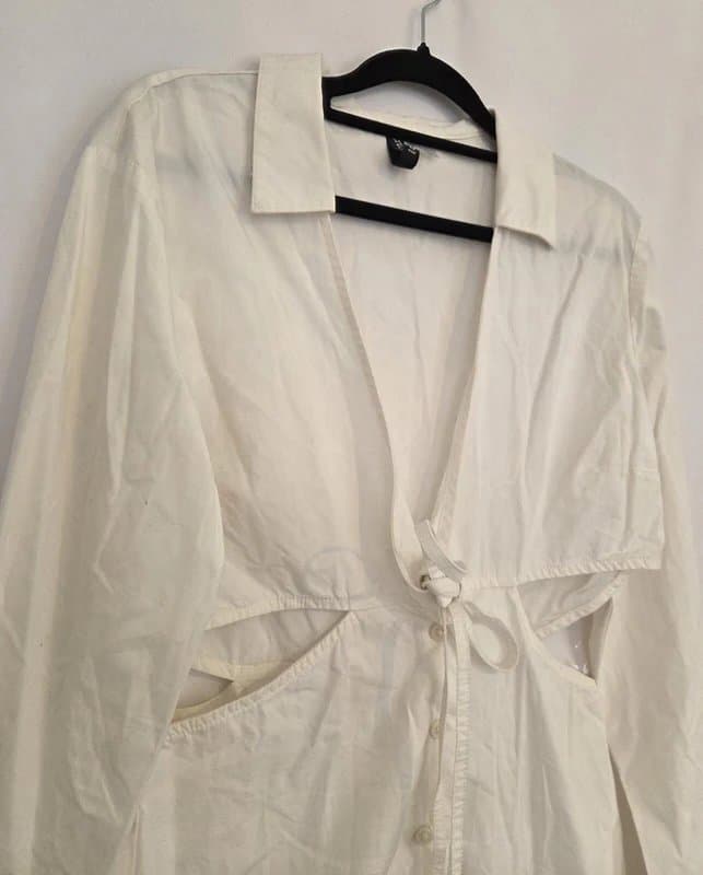 H&M Ladies size Small H&M Divided White Cut-Out Mini Dress with Tie Front