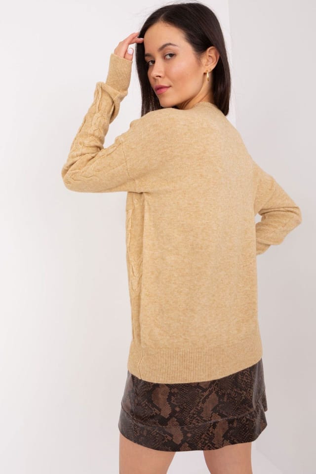 Love Lace Love Lace Women's Textured Pattern Viscose Blend Pullover Sweater in Brown - 3