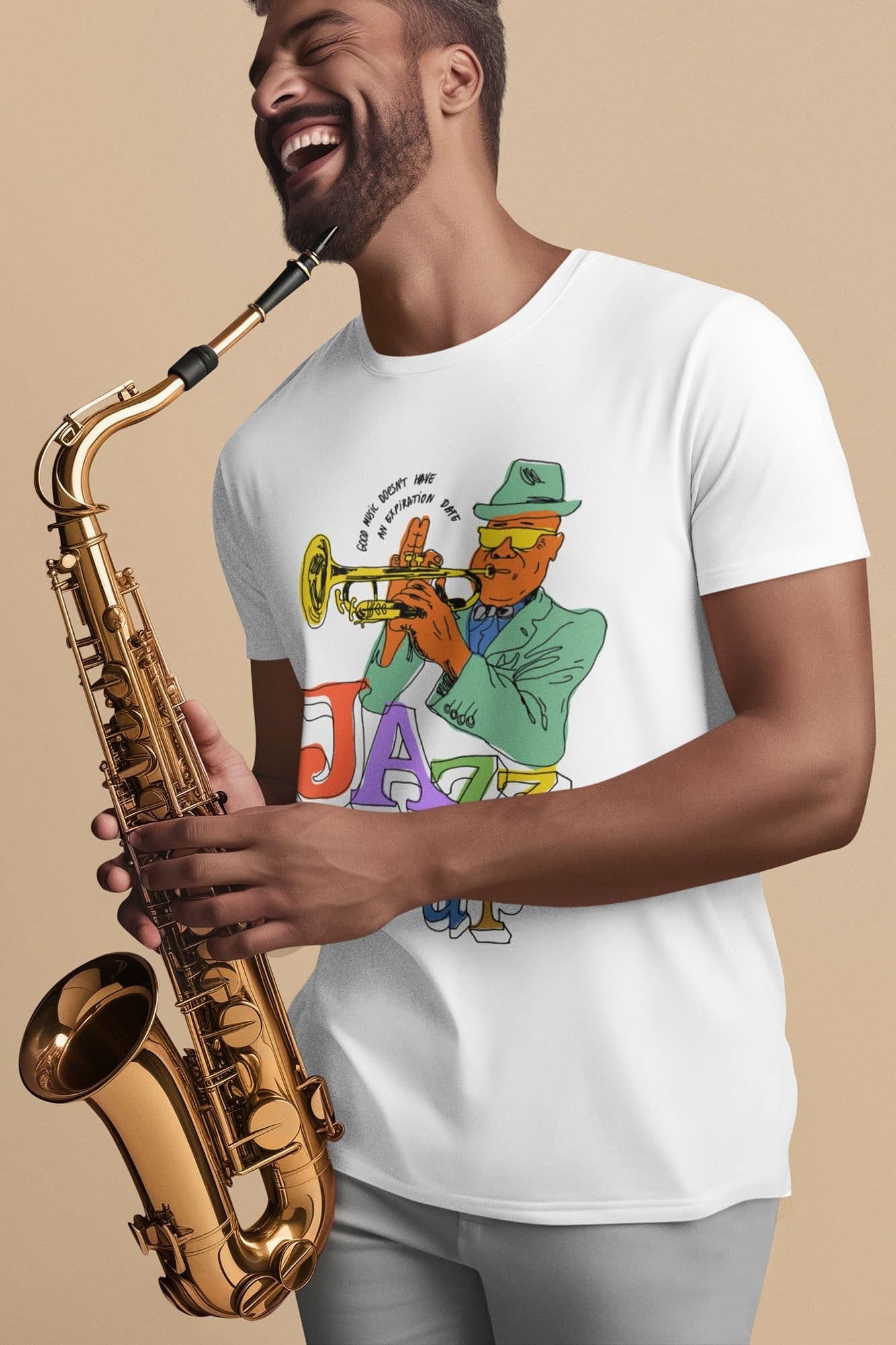 Bad Zebedee Bad Zebedee Men's Jazz It Up T-Shirt in White