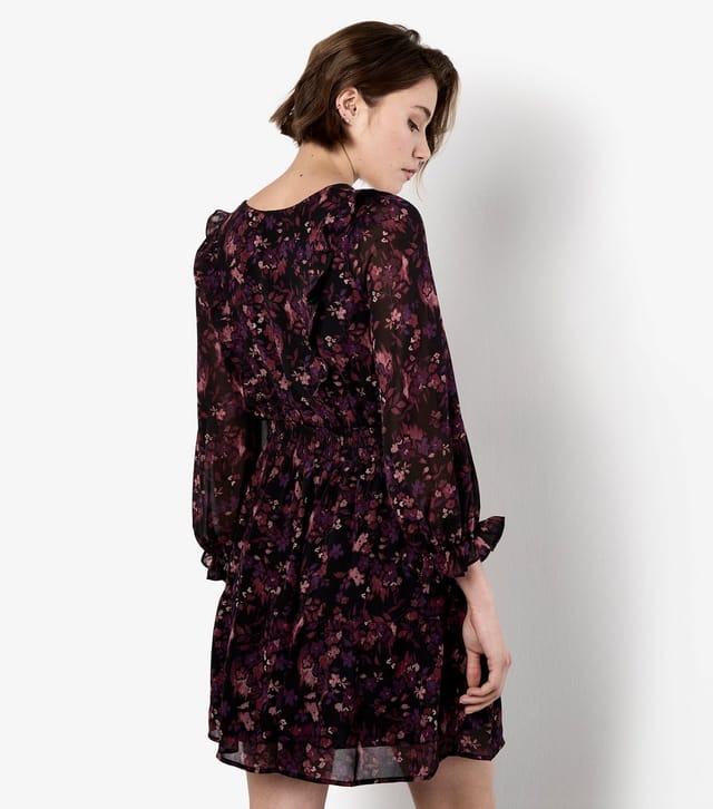 Apricot Women's Burgundy Ditsy Floral Ruffle Dress Apricot New Look - 3