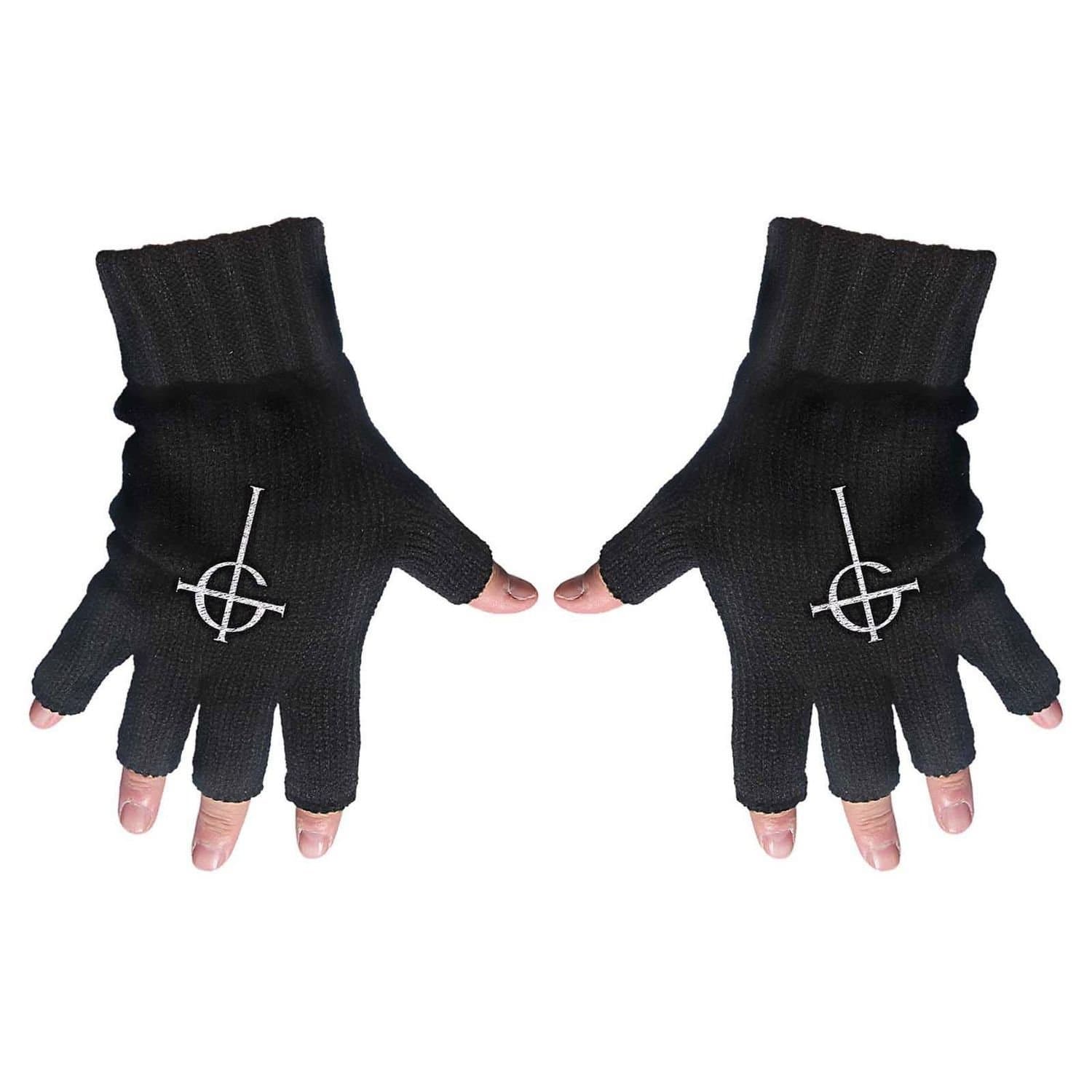 Ghost Ghost Men's Cross Fingerless Gloves in Black