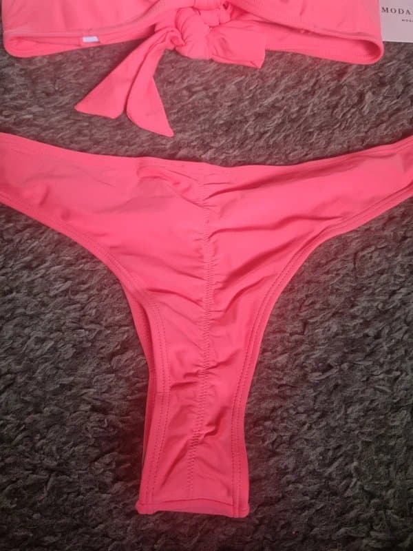 Moda Minx Moda Minx Coral amour knot top brazilian fixed bikini set size L