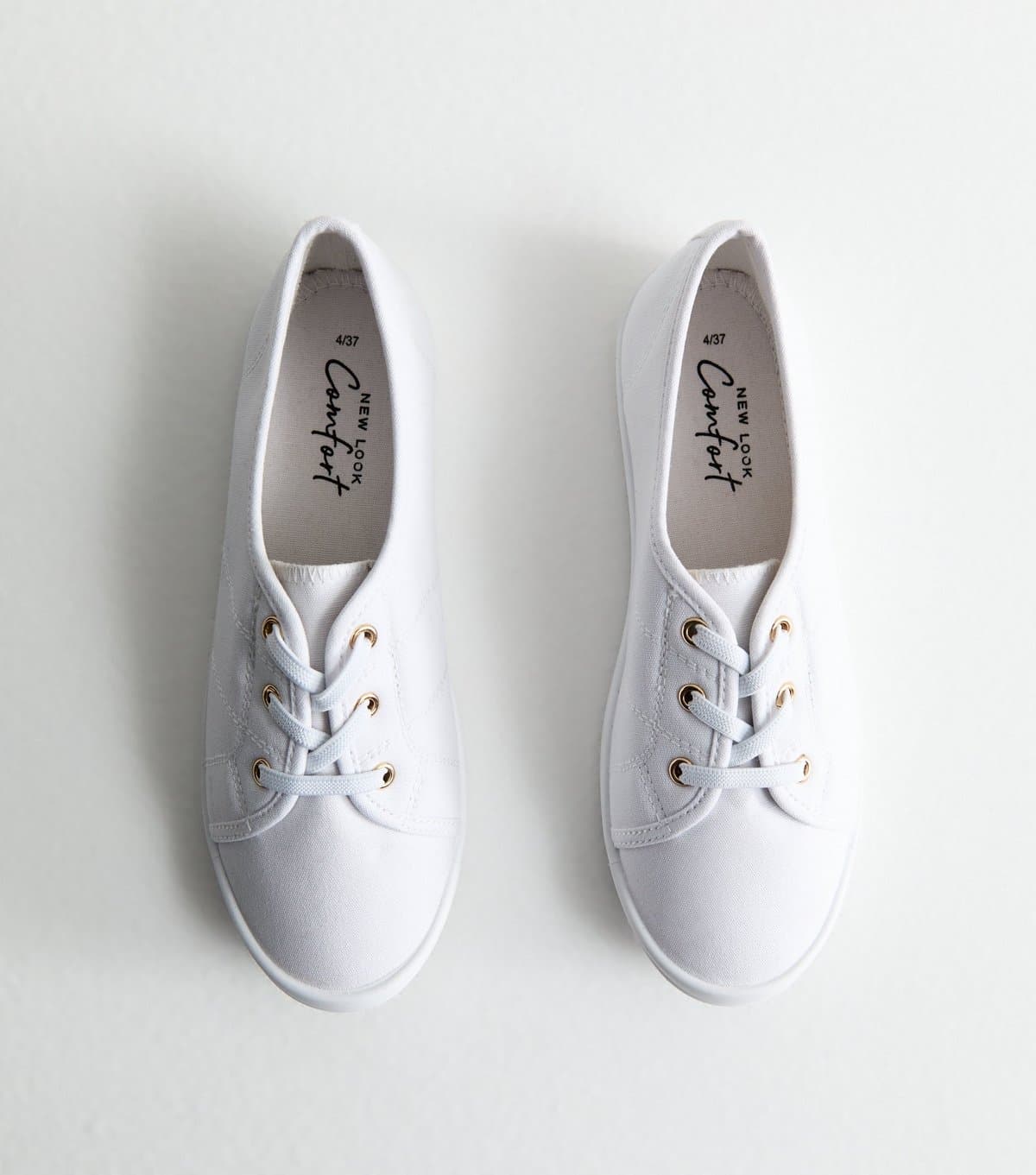 New Look New Look White Canvas Lace-Up Trainers