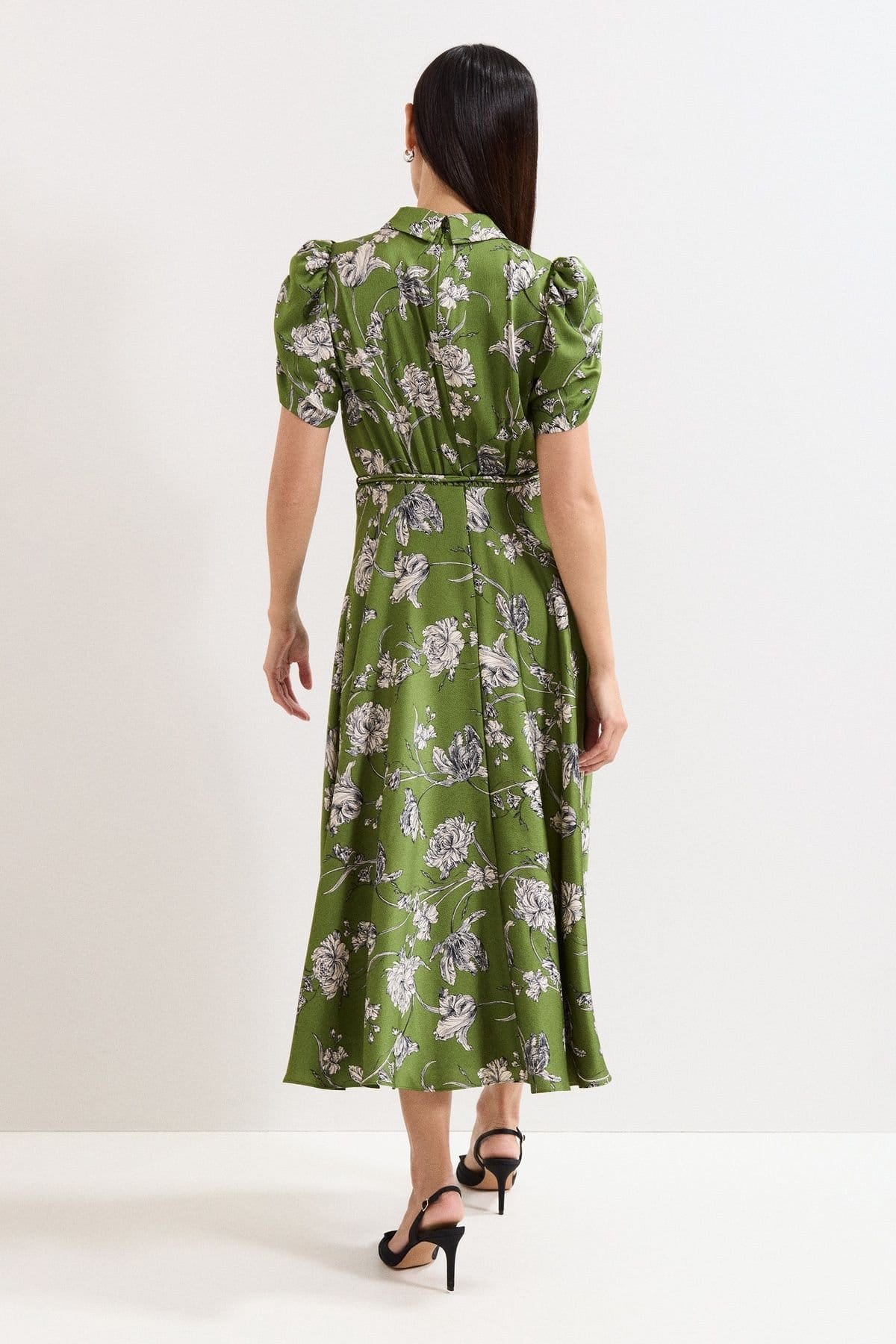 Phase Eight Phase Eight Women's Bella Floral Print Pleat Dress in Olive - 4