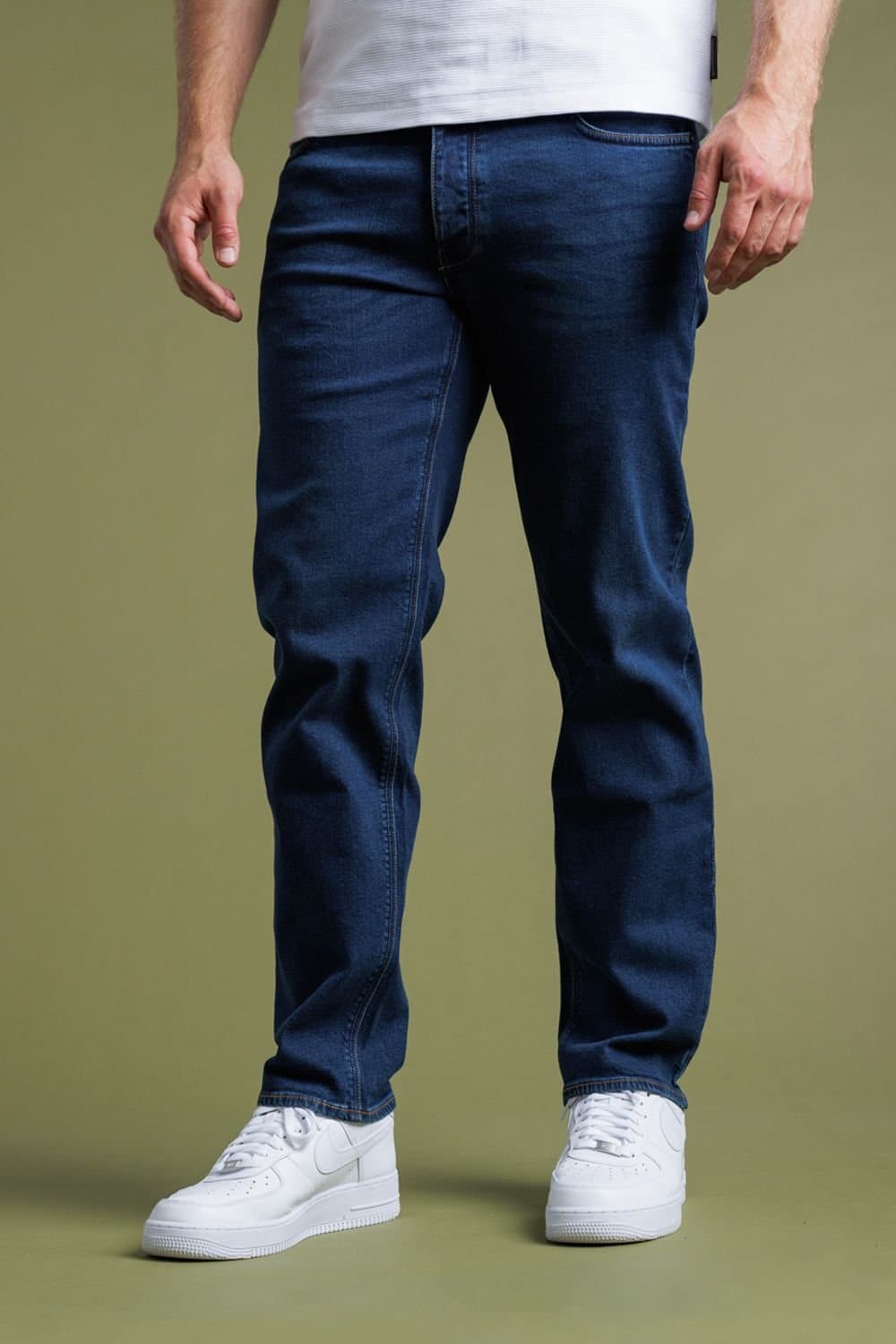 French Connection French Connection Men's Cotton Straight Leg Stretch Denim Jeans in Dark Blue