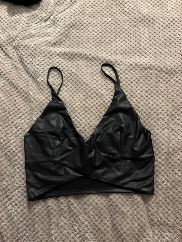 Bershka Leather Look Crop Top