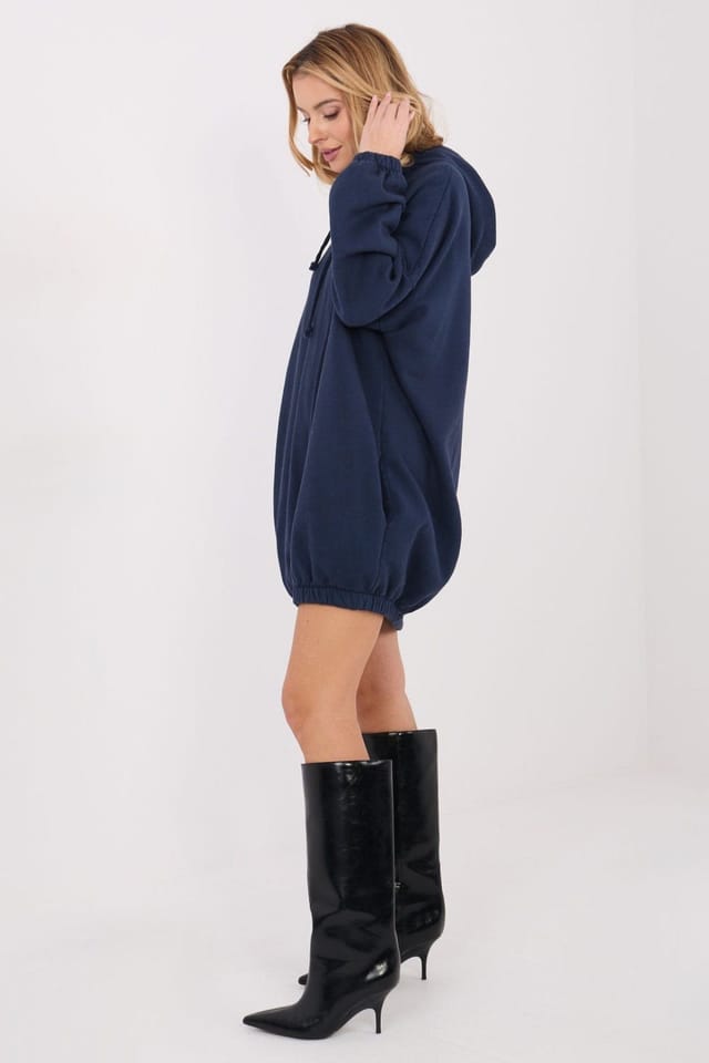 Love Lace Love Lace Women's Oversize Cotton Sweatshirt Dress With Hood Style 222495 in Navy - 2