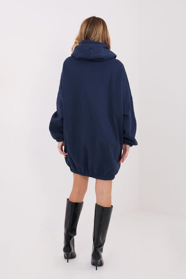Love Lace Love Lace Women's Oversize Cotton Sweatshirt Dress With Hood Style 222495 in Navy - 3
