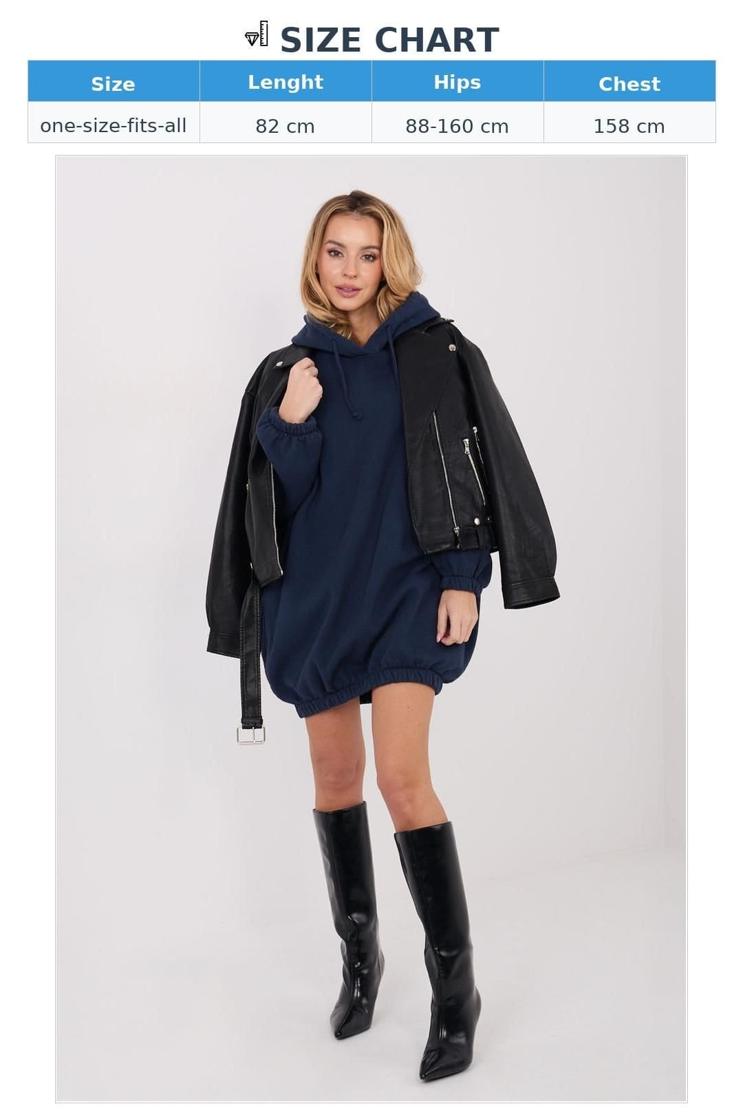 Love Lace Love Lace Women's Oversize Cotton Sweatshirt Dress With Hood Style 222495 in Navy - 4