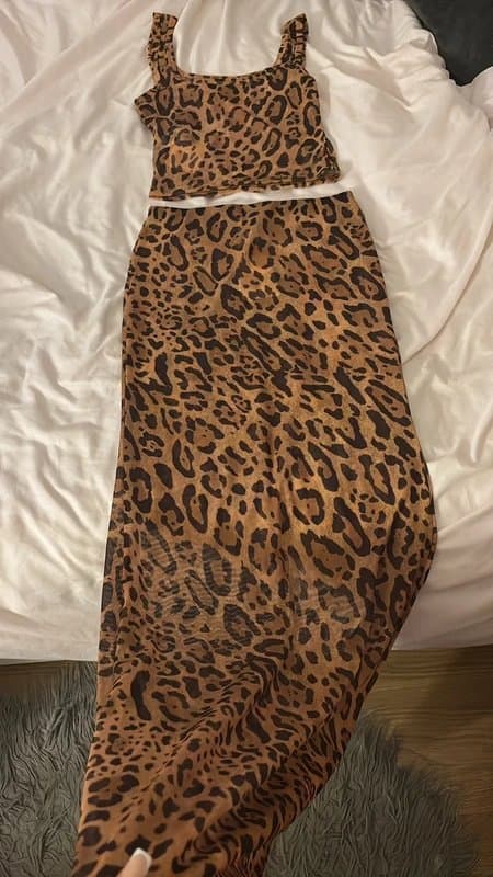 Leopard Brown leopard print mesh co ord set