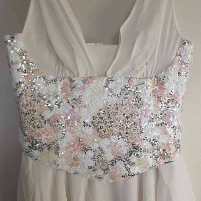 Oh Polly White Embellished Corset Mini Dress Size 12