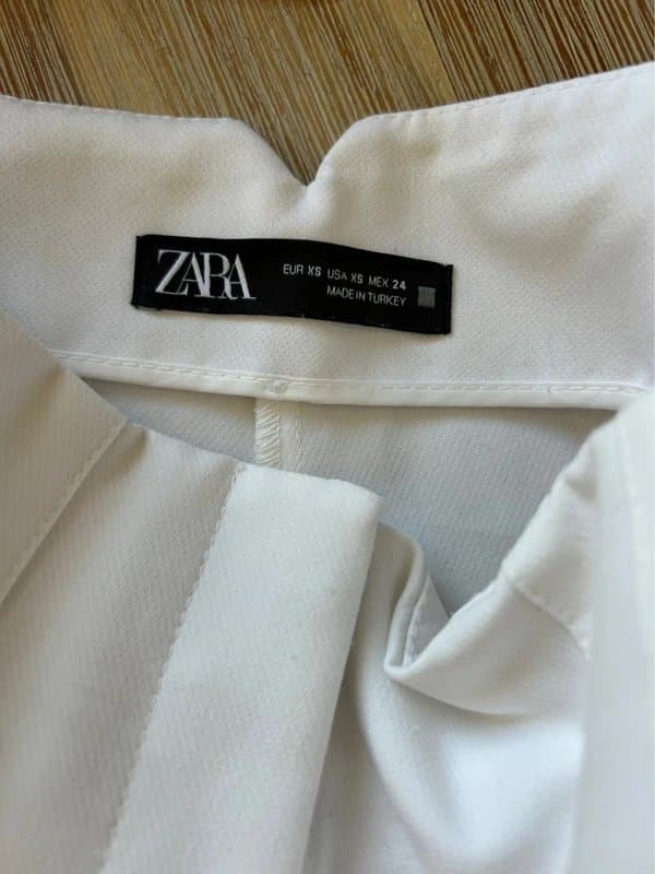 Zara 🤍 Zara White Tapered Tailored Trousers High Waist Smart Office Workwear UK XS 6