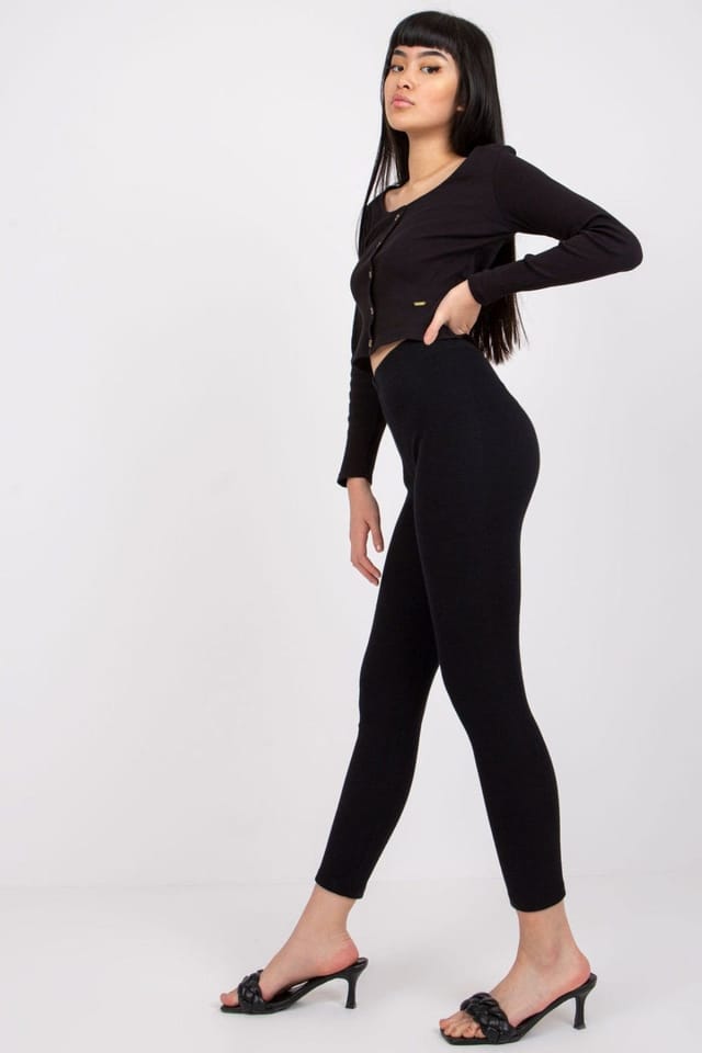 Love Lace Love Lace Women's Ribbed Striped Everyday Leggings in Black - 2