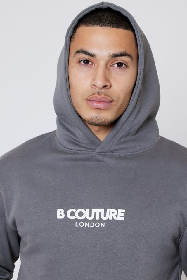 BCouture BCouture Men's Pullover Hoodie & Cargo Joggers Tracksuit Set in Dark Grey - 3