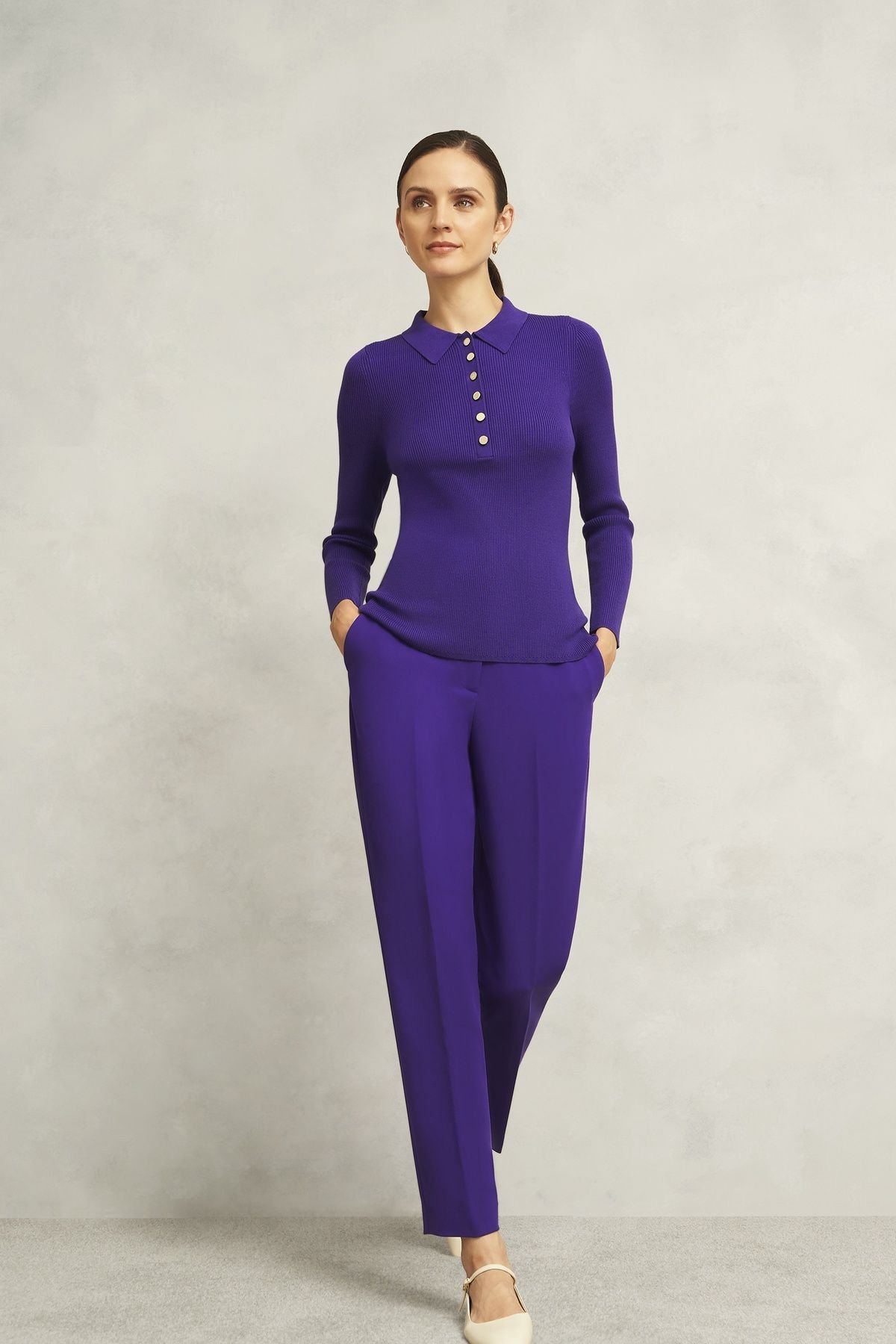 Hobbs London Hobbs London Women's Fara Knitted Shirt in Grape - 3