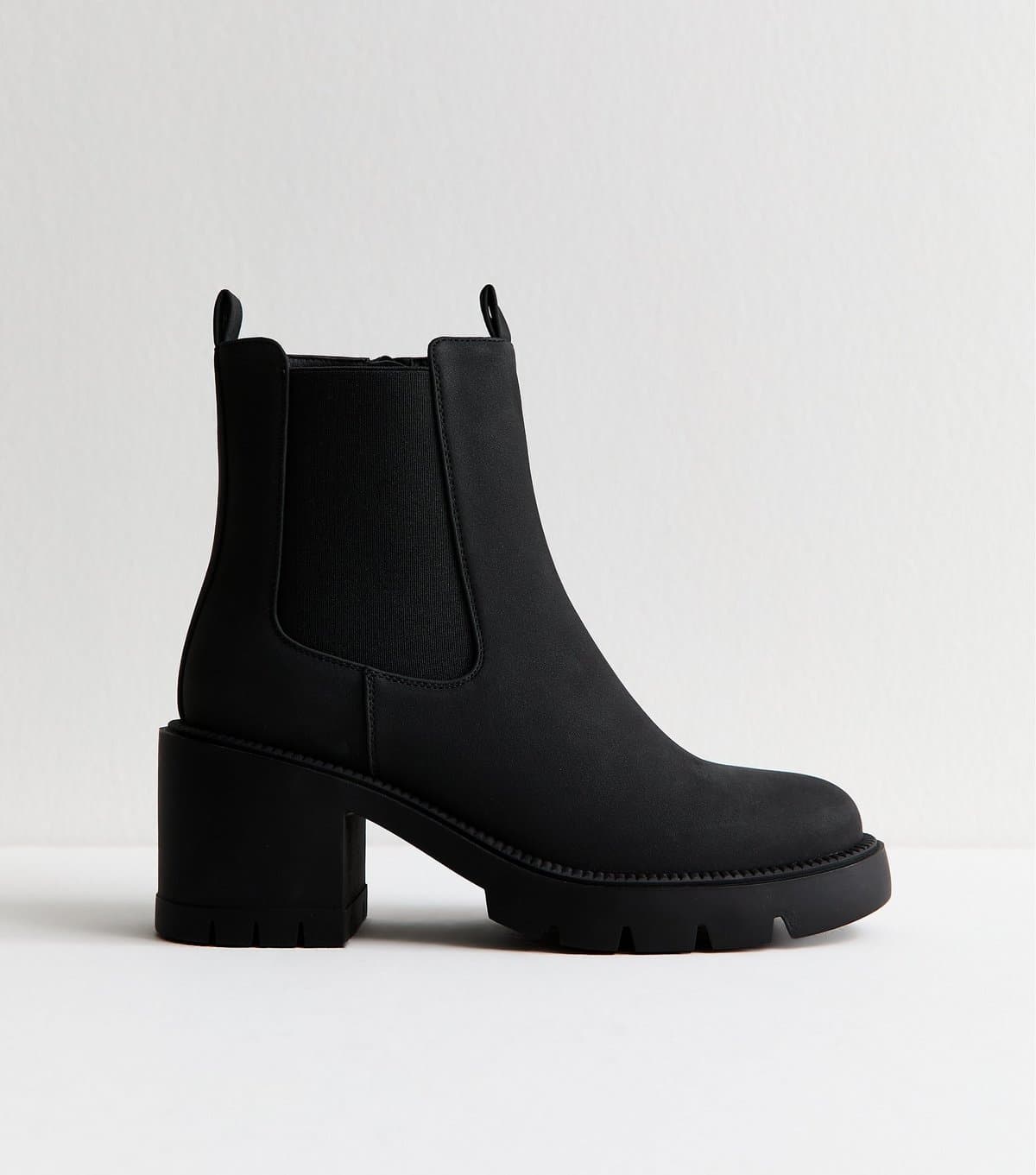 New Look Women's Wide Fit Black Faux Suede Ankle Chelsea Boots Vegan New Look
