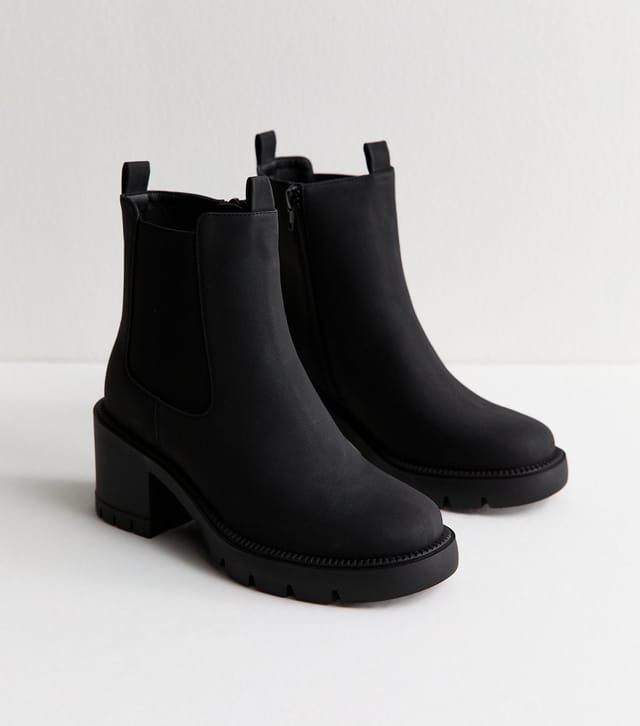 New Look Women's Wide Fit Black Faux Suede Ankle Chelsea Boots Vegan New Look - 3