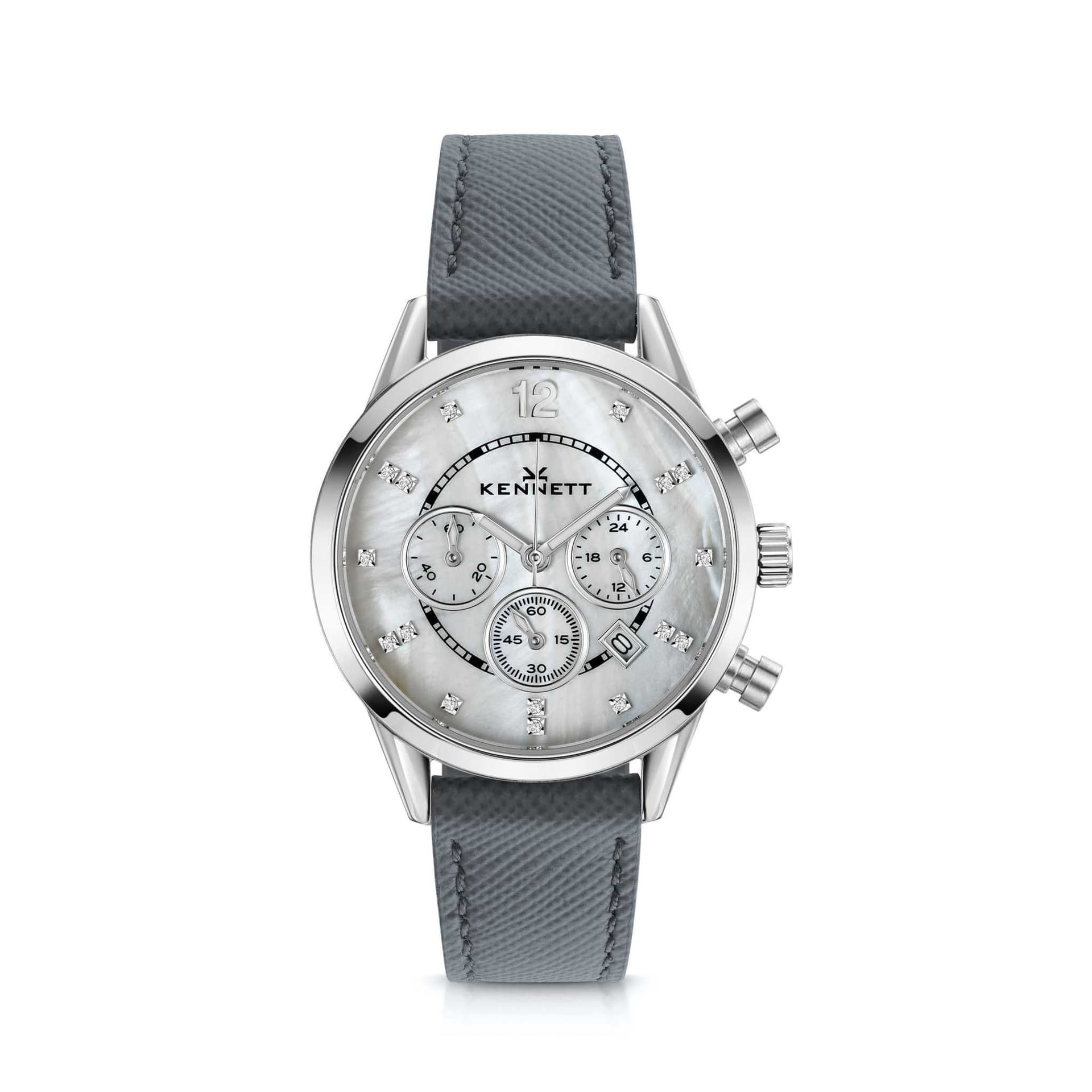Kennett Kennett Women's Lady Savro Chronograph Watch - Mother of Pearl Dial, 34mm in Grey
