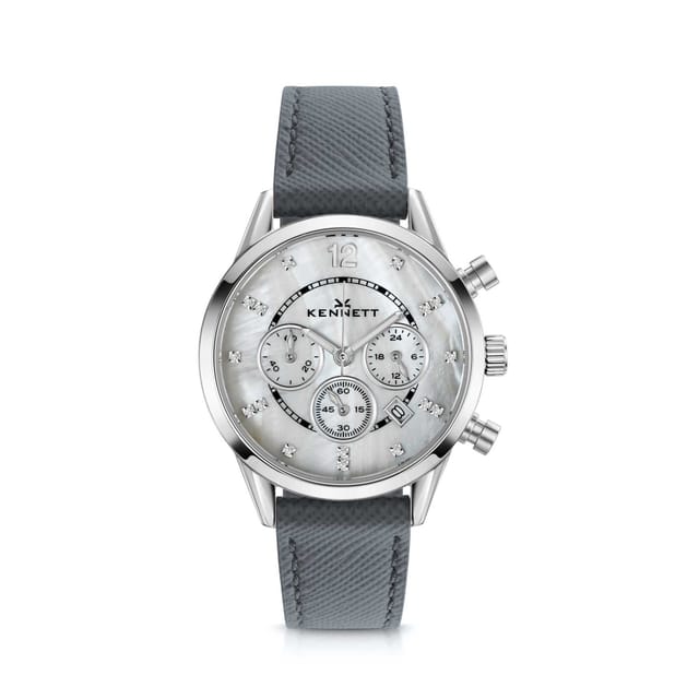 Kennett Kennett Women's Lady Savro Chronograph Watch - Mother of Pearl Dial, 34mm in Grey - 2