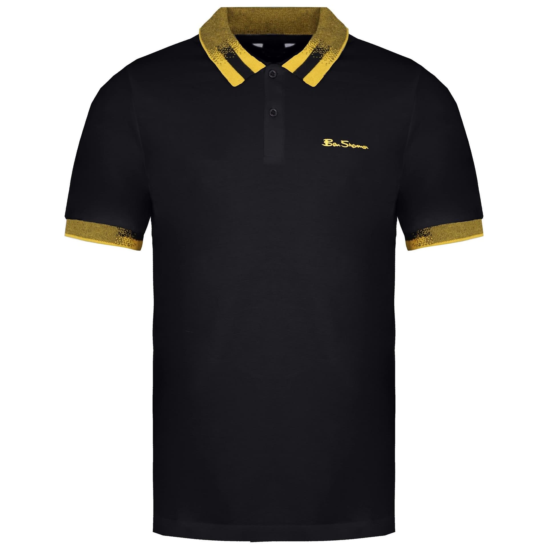 Ben Sherman Ben Sherman Men's Classic Fit Short Sleeve Black Collar Interest Cotton Polo Shirt