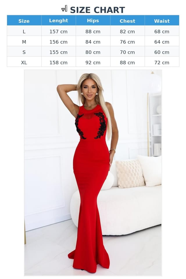Love Lace Love Lace Women's Intense Red Mermaid Long Dress with Lace - 3