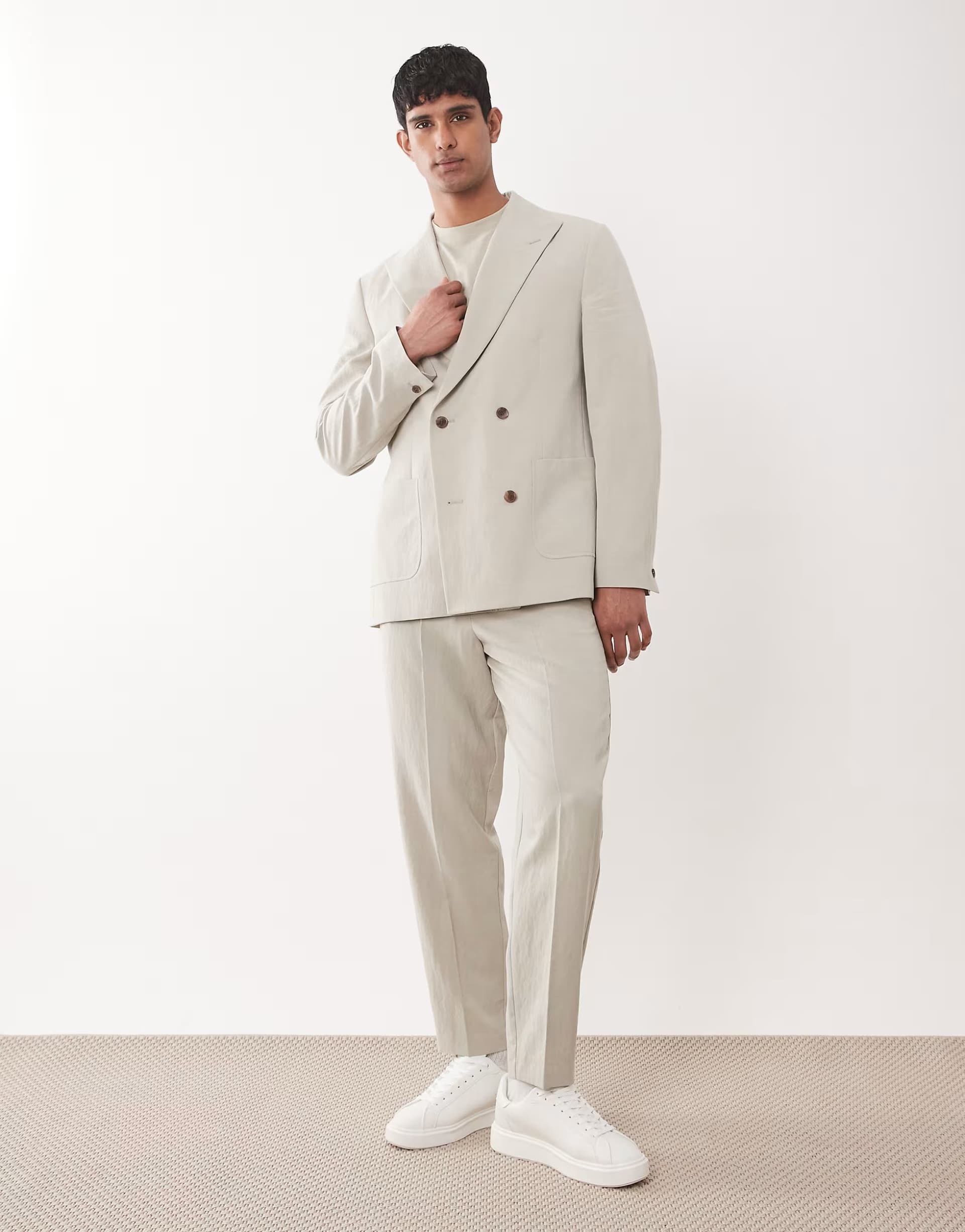 ASOS ASOS DESIGN relaxed tapered suit trousers in sage green