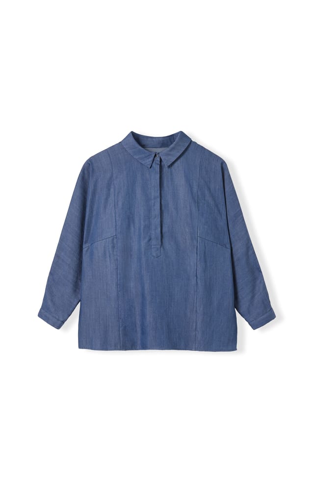 Celtic & Co Celtic & Co Women's Drapey Pop Over Blouse in Mid Blue - 2