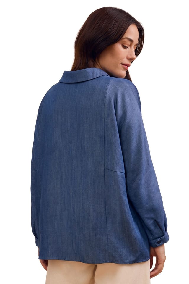 Celtic & Co Celtic & Co Women's Drapey Pop Over Blouse in Mid Blue - 3