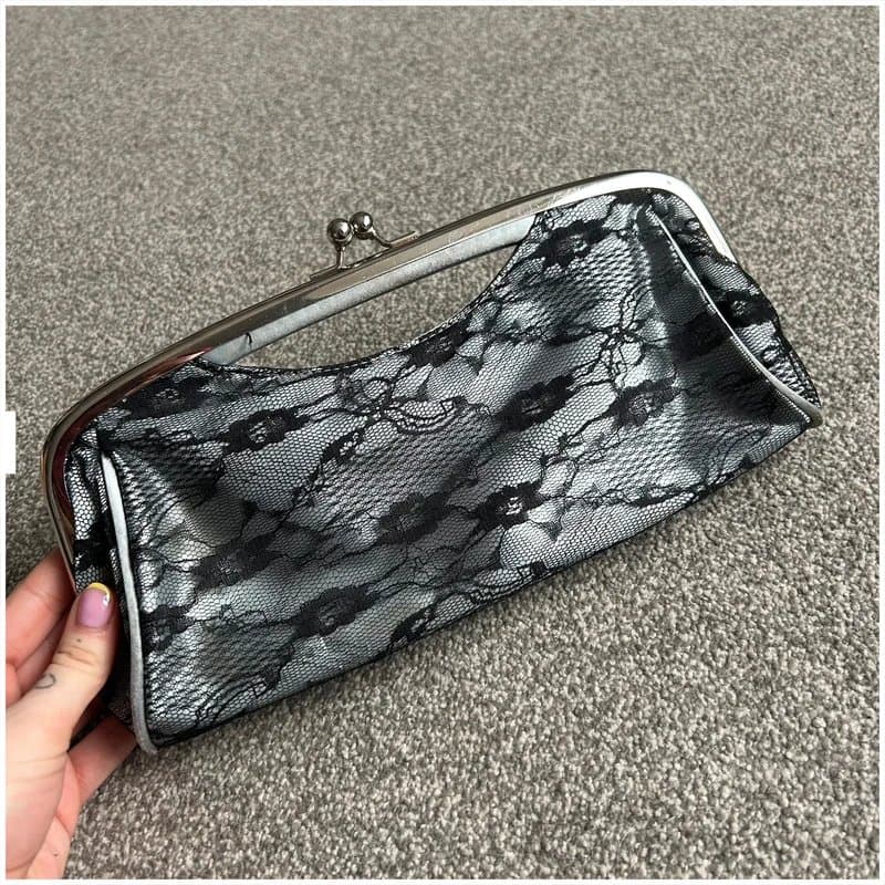 New Look old label new look y2k vintage style black lace clutch bag