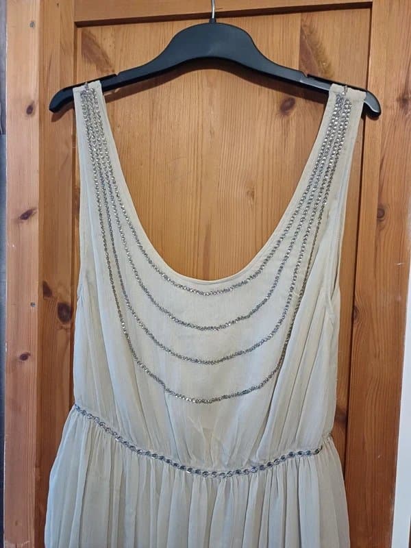 Topshop Topshop tulle chiffon sequin beaded dress 10