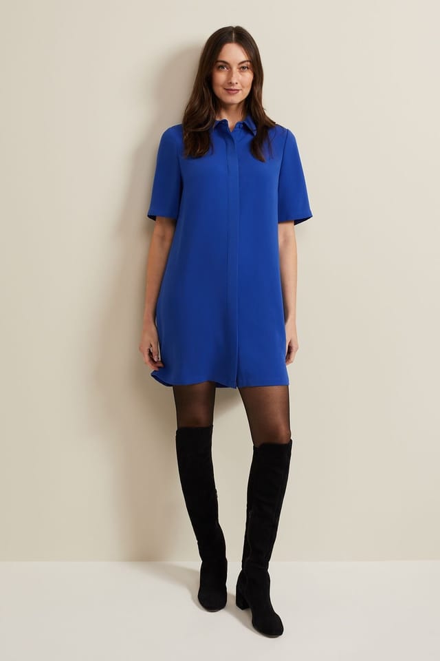 Phase Eight Phase Eight Women's Cara Button Through Tunic Dress in Cobalt - 3
