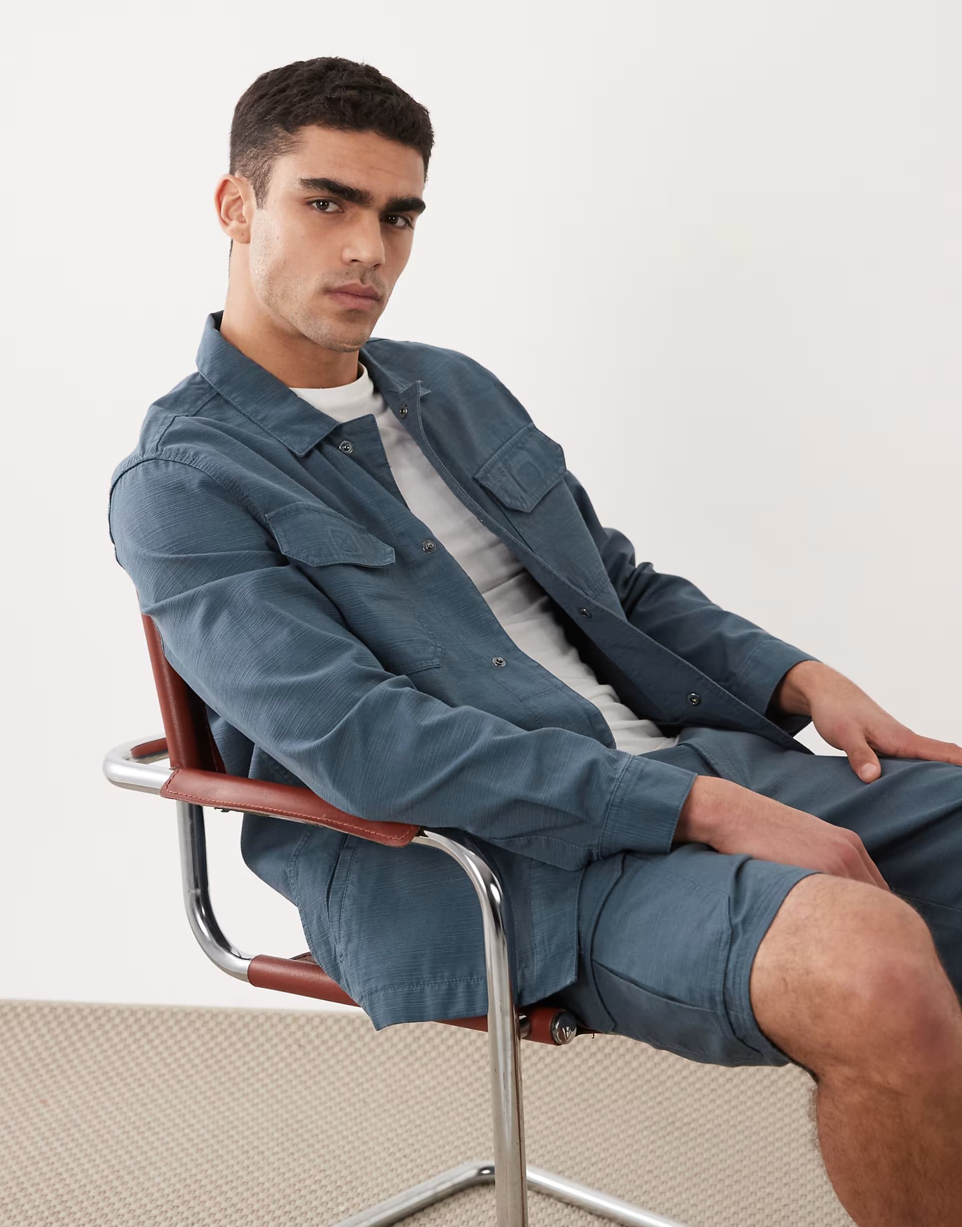 ASOS Barbour Draftmen button through overshirt in blue