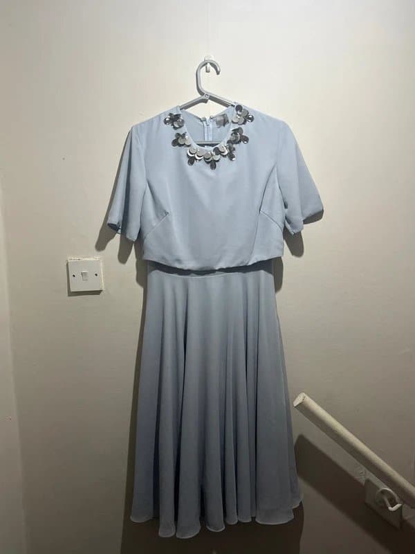 ASOS ASOS woman’s blue short sleeve sequin detail zip up dress size 12 in excellent condition