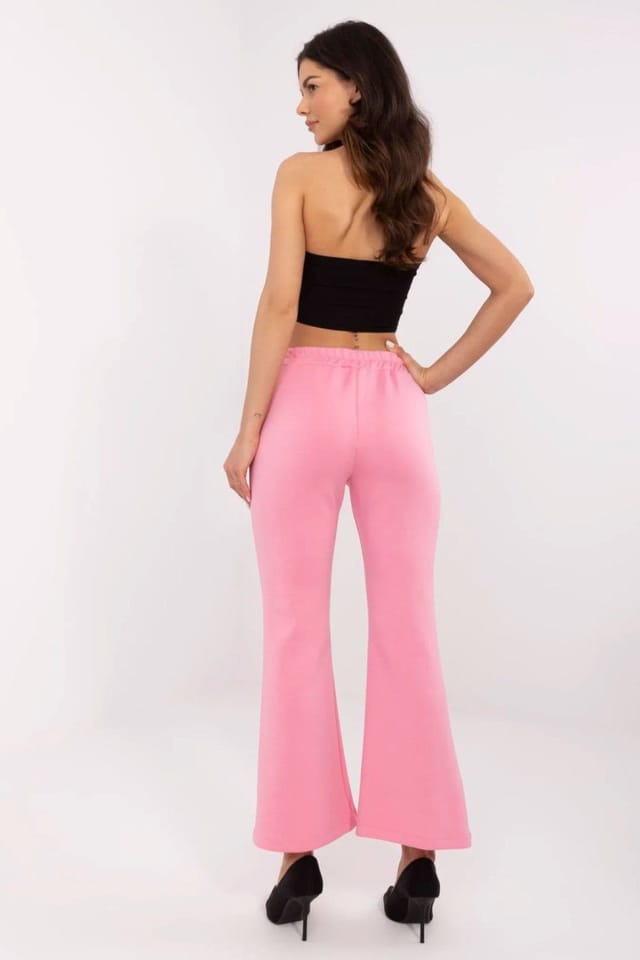 Love Lace Love Lace Women's High Waist Bell Bottom Sweatpants with Brooches in Pink - 3