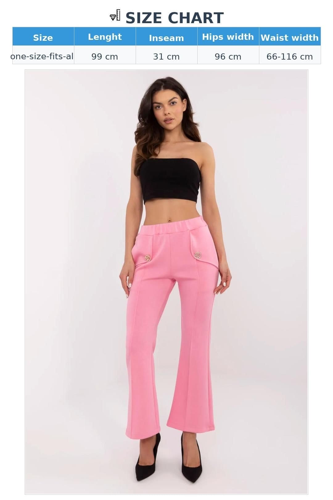 Love Lace Love Lace Women's High Waist Bell Bottom Sweatpants with Brooches in Pink - 4