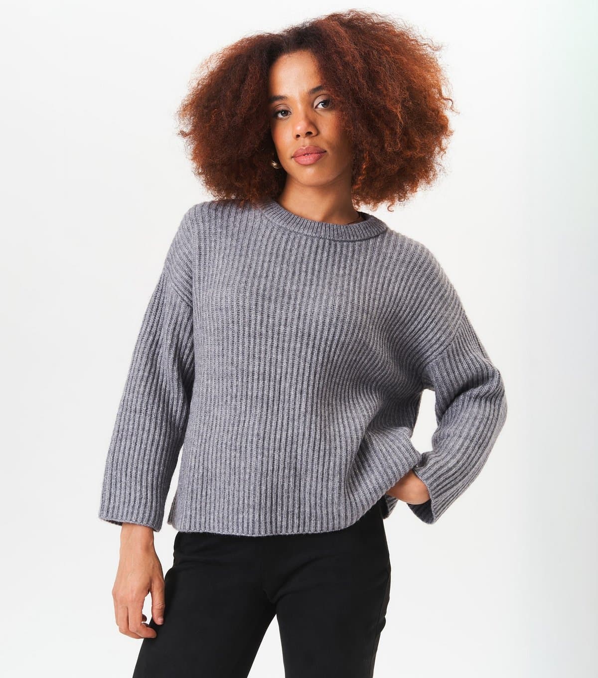 Gini London Women's Grey Chunky Knit Crop Jumper Gini London New Look