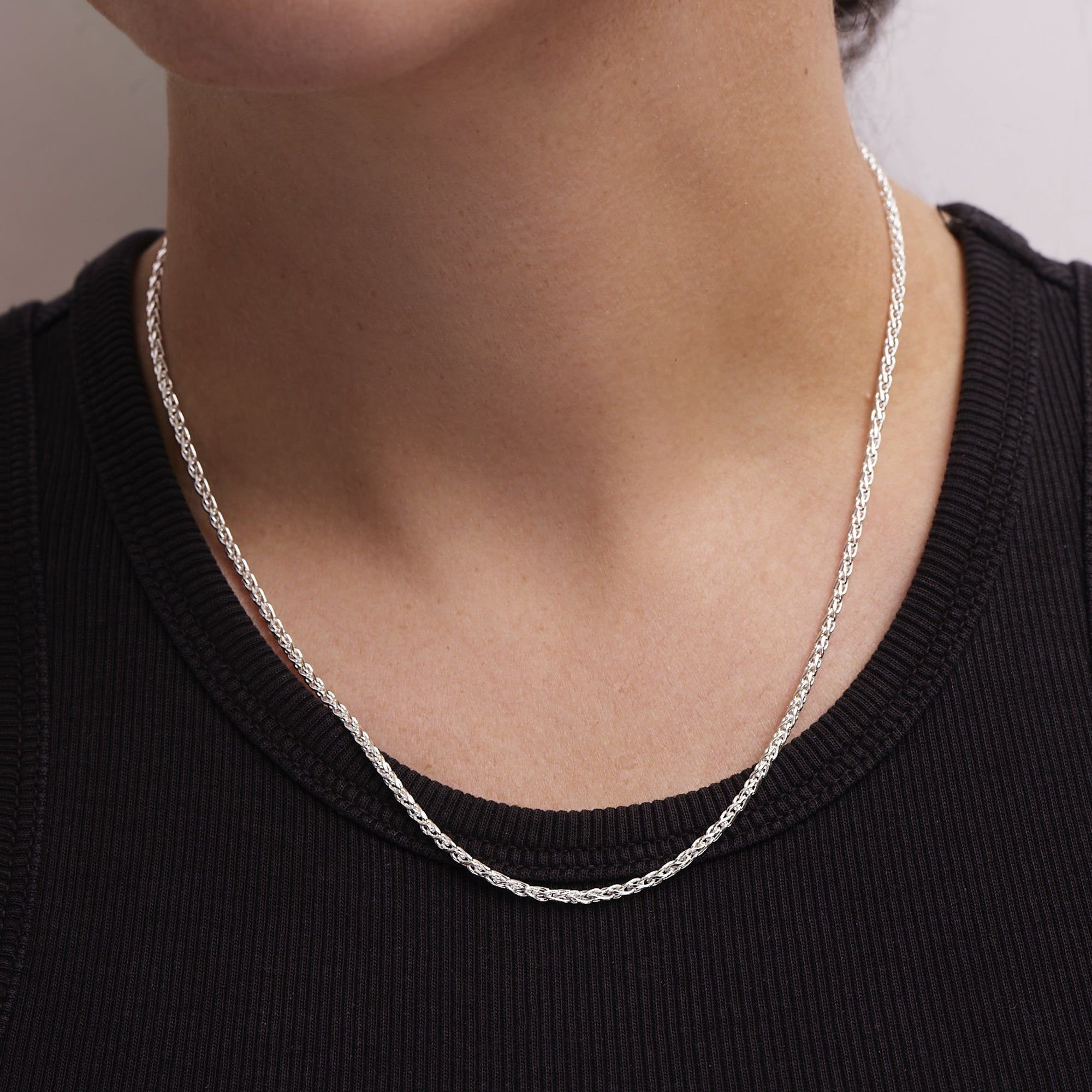 The Fine Collective The Fine Collective Women's Sterling Silver Wheat Chain Necklace 18 inch - 2