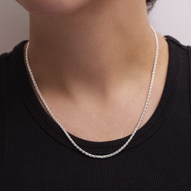 The Fine Collective The Fine Collective Women's Sterling Silver Wheat Chain Necklace 18 inch - 2