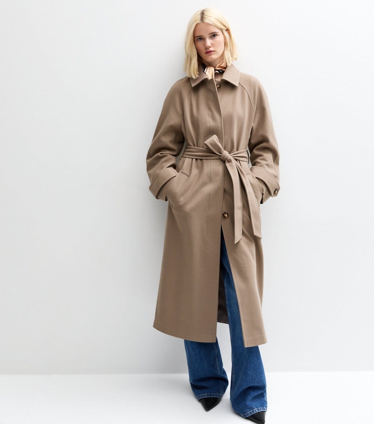 New Look Women's Mink Longline Belted Trench Coat New Look - 1